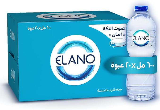 زجاجة مياه 600 مل من ايلانو كرتونه من 20 قطعة