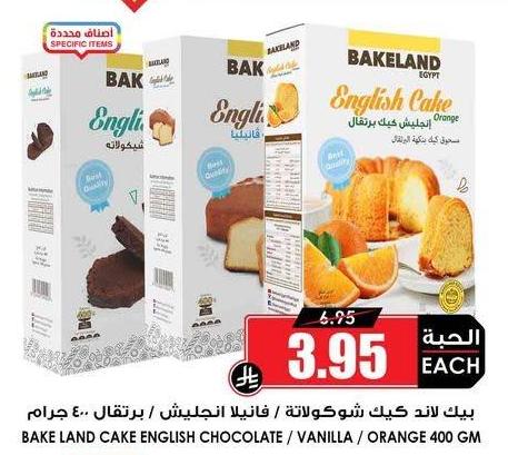 بيك لاند كيك شوكولاتة / فانيليا الجليش / برتقال 400 جرام