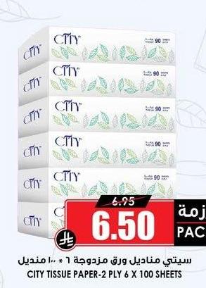 سيتي مناديل ورق مزدوجة ٦ × ١٠٠ متدبل