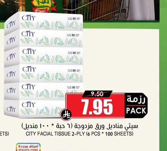 سيتي مناديل ورق مزدوجة (٦ جبة * ١٠٠)