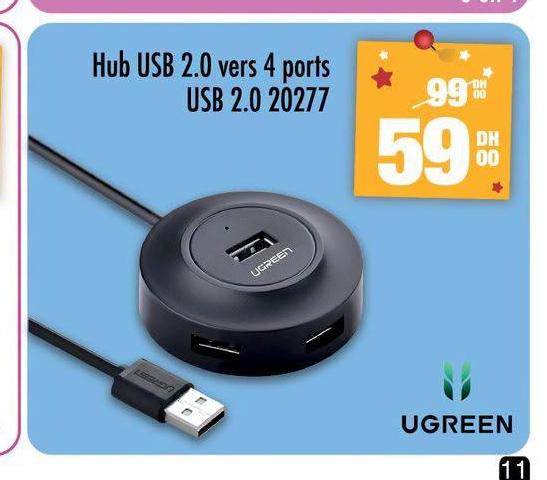 Hub USB 2.0 vers 4 ports USB 2.0 20277