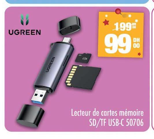 Lecteur de cartes mémoire SD/TF USB-C 50706