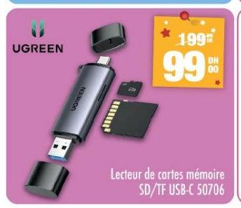 Lecteur de cartes mémoire SD/TF USB-C 50706