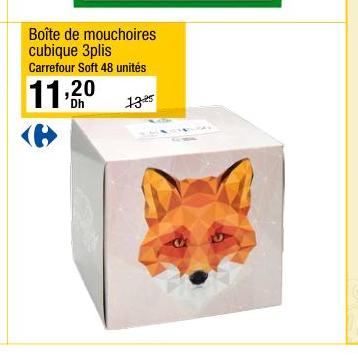 Boîte de mouchoires cubique 3plis Carrefour Soft 48 unités