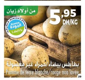 بطاطس بيضاء / حمراء غير مغسولة