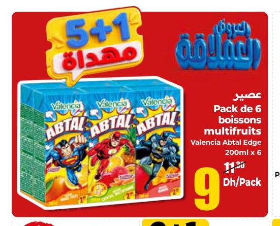 عصير Pack de 6 boissons multifuits Valencia Abtal Edge 200ml x 6