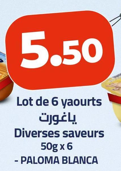 ياغورت Diverses saveurs 50g x 6 - PALOMA BLANCA
